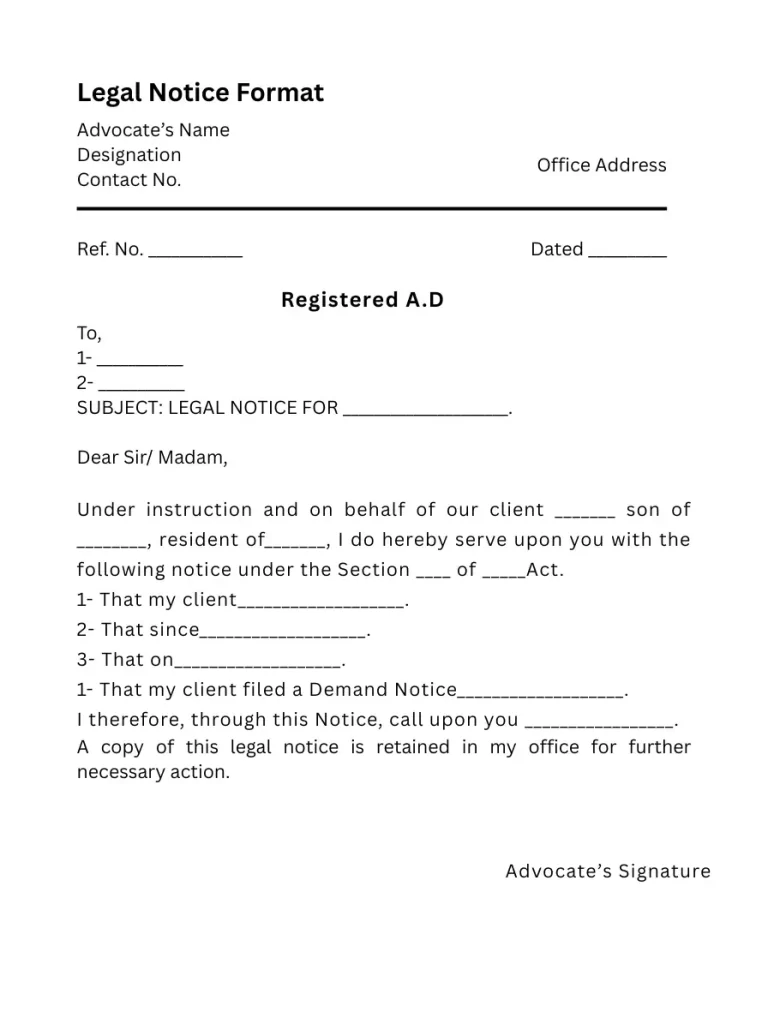 Legal notice format
