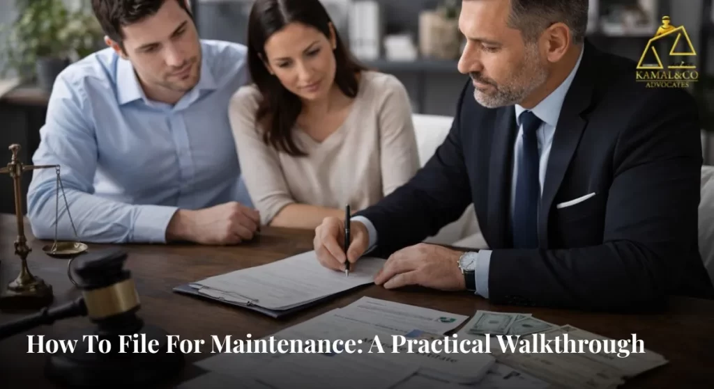 "How to file for maintenance in India legal process with lawyer consultation and financial documents"