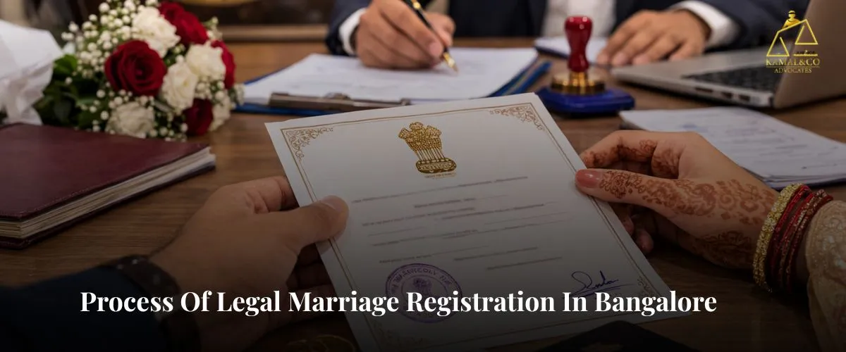"Couple receiving marriage certificate during legal marriage registration process in Bangalore registrar office"