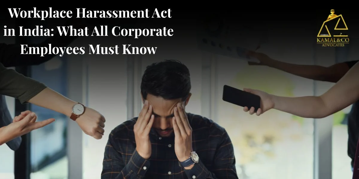 "workplace harassment act in India explained showing corporate workplace environment highlighting employee rights, POSH Act awareness, and workplace harassment laws in India."