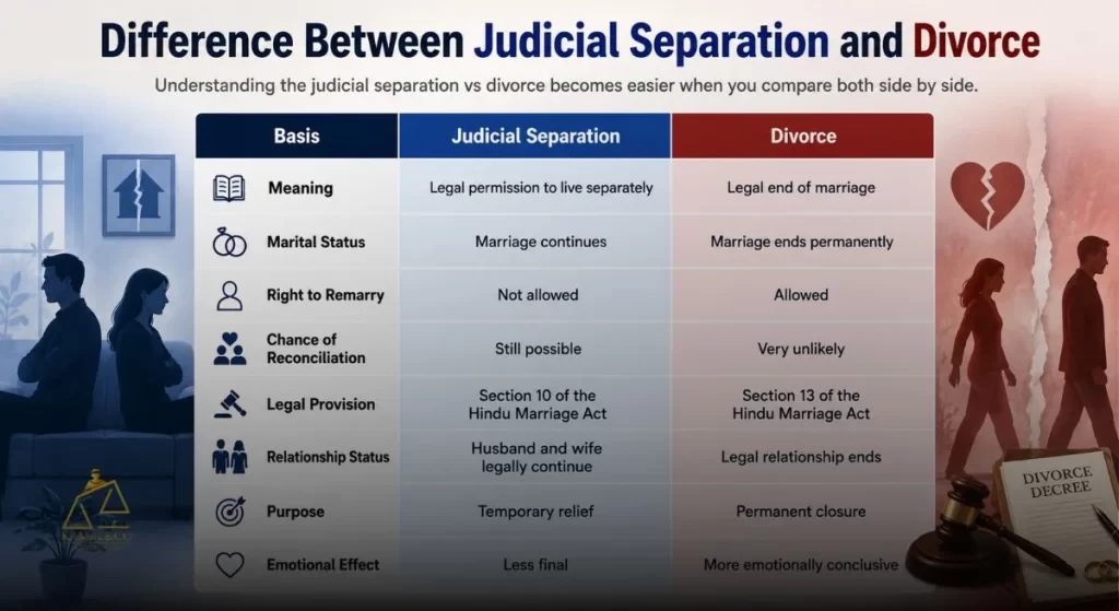 difference between judicial separation and divorce - Kamal & Co. Advocates.
