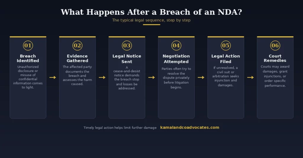 What happens after a breach of a non-disclosure agreement